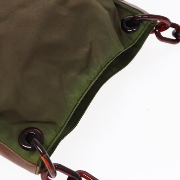 Authentic PRADA Shoulder Bag Nylon Leather Green - Picture 13 of 16